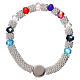 Catholic one decade rosary bracelet in semi-crystal with multi-color faceted beads, 3x5 mm s2