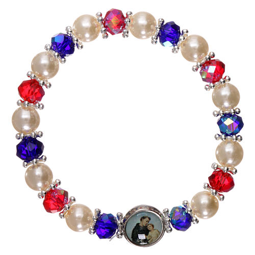 Rosary decade bracelet in semi-crystal and glass with faceted grains 4x5 mm, Saint Anthony 1