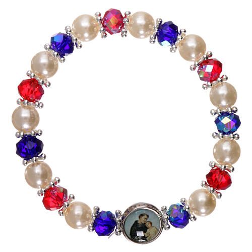 Catholic decade rosary bracelet in semi-crystal and glass with faceted beads 4x5 mm, Saint Anthony 1