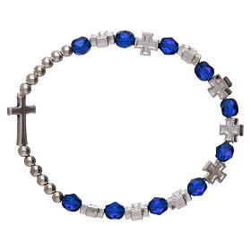 Rosary decade bracelet in plastic with 3x3 mm grains, blue