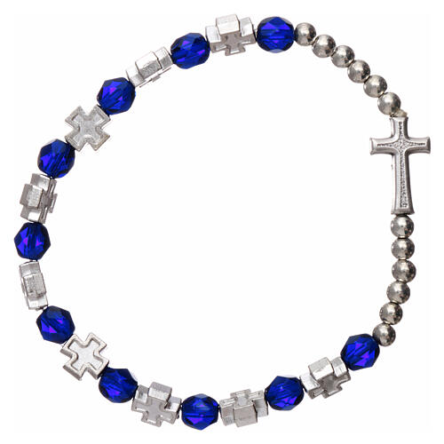 Single decade rosary bracelet in plastic with 3x3 mm blue beads 2