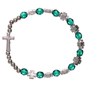 Rosary decade bracelet in plastic with 3x3 mm grains, green