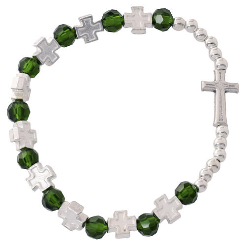 Pulseira dezena elástico contas plástico 3 mm verde 3