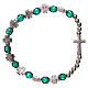 Single decade rosary bracelet in plastic with 3x3 mm green beads s2