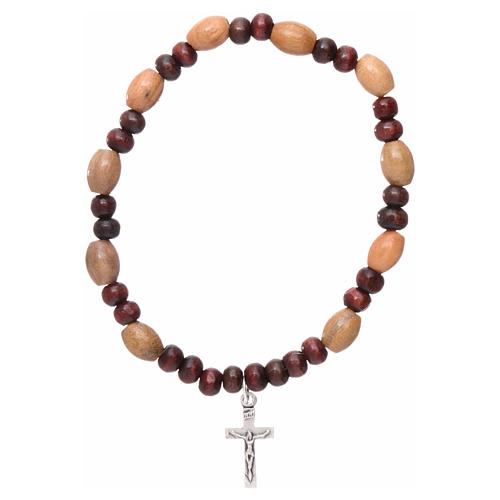 Rosary decade bracelet in olive wood with 5x3 mm grains 1