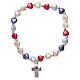 Decade rosary bracelet in plastic with 4x4 mm heart-shaped beads, multi-color s1