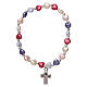 Decade rosary bracelet in plastic with 4x4 mm heart-shaped beads, multi-color s2