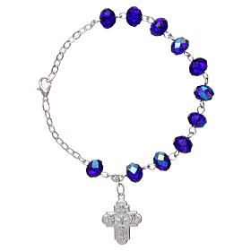 Zehner Armband blauen Perlen 4x6mm mit Kreuz