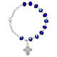 Zehner Armband blauen Perlen 4x6mm mit Kreuz s1