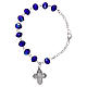 Zehner Armband blauen Perlen 4x6mm mit Kreuz s2