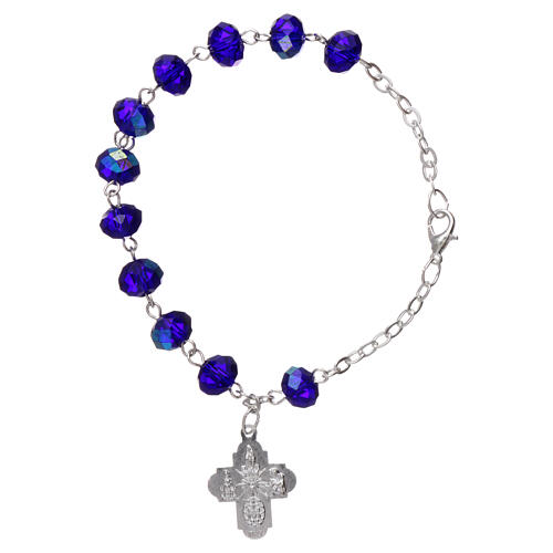 One decade rosary bracelet with 4x6 mm faceted blue beads and clasp 2