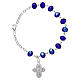 One decade rosary bracelet with 4x6 mm faceted blue beads and clasp s1