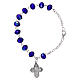 One decade rosary bracelet with 4x6 mm faceted blue beads and clasp s2
