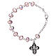 Zehner Armband rosa Perlen 4x6mm mit Kreuz s2