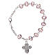 One decade rosary bracelet with 4x6 mm faceted pink beads and clasp s1