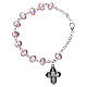 One decade rosary bracelet with 4x6 mm faceted pink beads and clasp s2