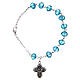 Rosary bracelet with closure, aqua faceted beads 4x6 mm s1