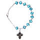 One decade rosary bracelet with 4x6 mm faceted light blue beads and clasp s1