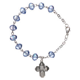 Zehner Armband hellblauen Perlen 4x6mm mit Kreuz