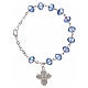 Zehner Armband hellblauen Perlen 4x6mm mit Kreuz s1