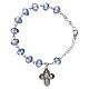 Rosary decade bracelet with 4x6 mm faceted grains and fastener, light blue s2