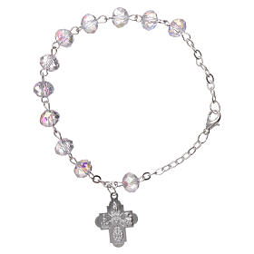 Zehner Armband Kristall Perlen 4x6mm mit Kreuz