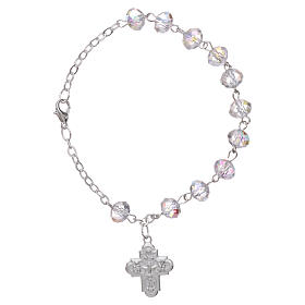 Rosary decade bracelet with 4x6 mm faceted grains and fastener, transparent