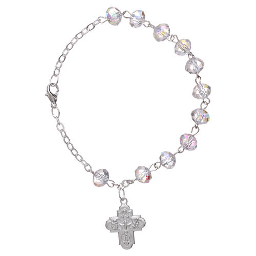 Rosary decade bracelet with 4x6 mm faceted grains and fastener, transparent 1