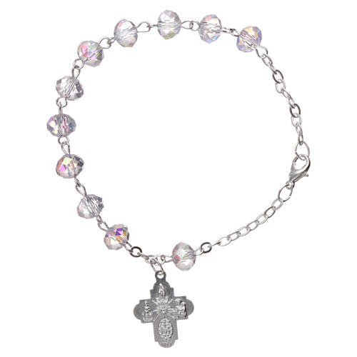 Rosary decade bracelet with 4x6 mm faceted grains and fastener, transparent 2