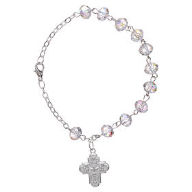 One decade rosary bracelet with 4x6 mm faceted clear beads and clasp