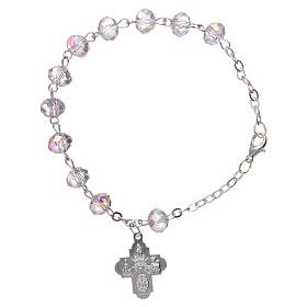 One decade rosary bracelet with 4x6 mm faceted clear beads and clasp