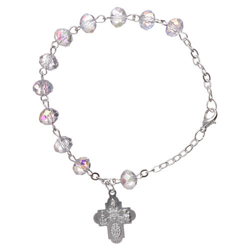 One decade rosary bracelet with 4x6 mm faceted clear beads and clasp 2