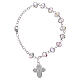 One decade rosary bracelet with 4x6 mm faceted clear beads and clasp s1