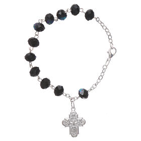 Rosary decade bracelet with 4x6 mm faceted grains and fastener, iridescent black