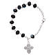 Rosary decade bracelet with 4x6 mm faceted grains and fastener, iridescent black s1