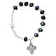 Rosary decade bracelet with 4x6 mm faceted grains and fastener, iridescent black s2