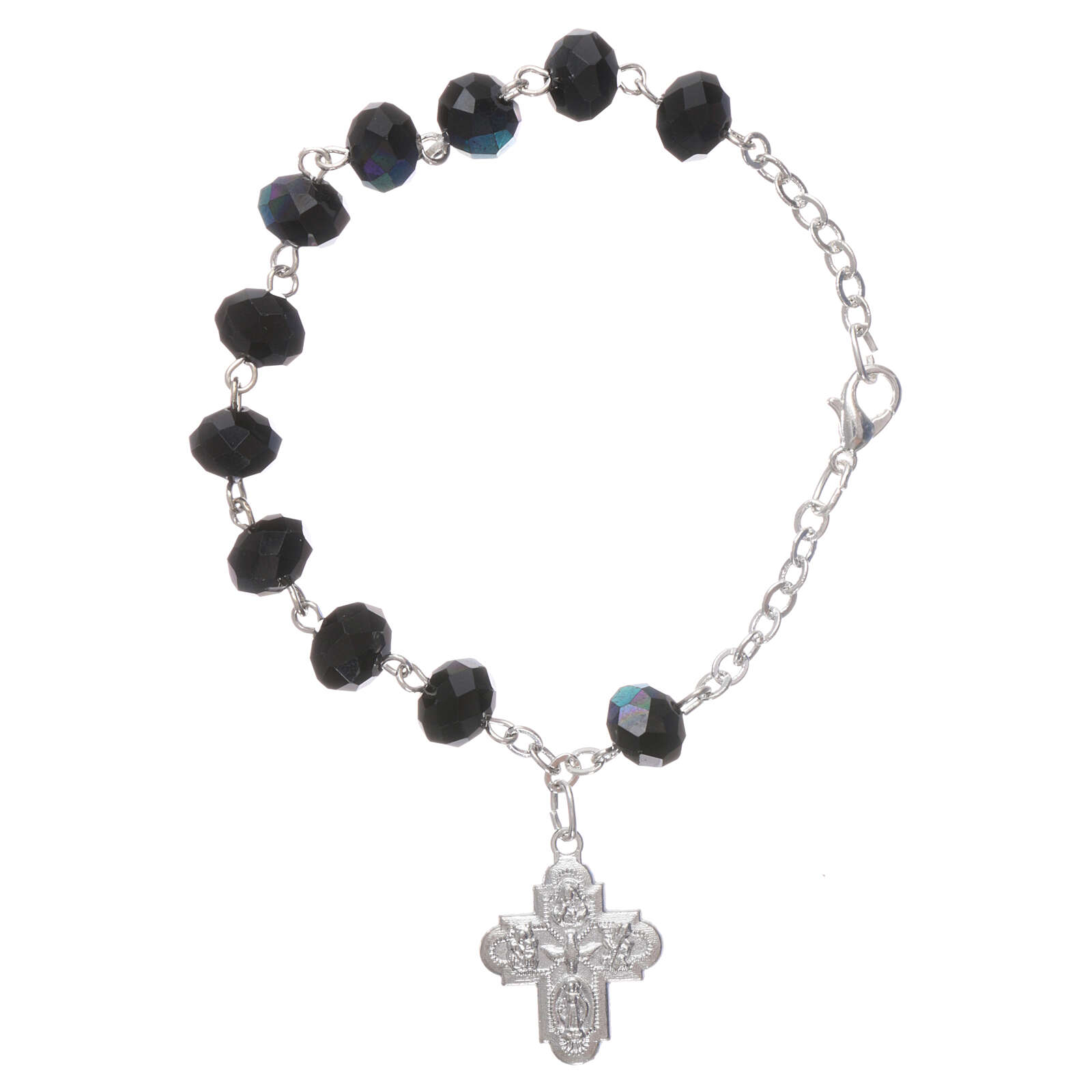 One decade rosary bracelet with 4x6 mm faceted iridescent | online ...