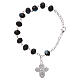 One decade rosary bracelet with 4x6 mm faceted iridescent black beads and clasp s1