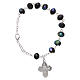 One decade rosary bracelet with 4x6 mm faceted iridescent black beads and clasp s2