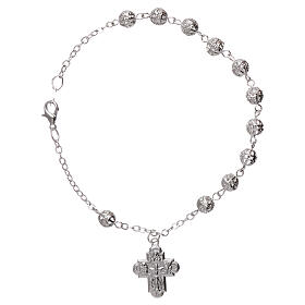 Zehner Armband Filigranarbeit Perlen 3mm mit Kreuz