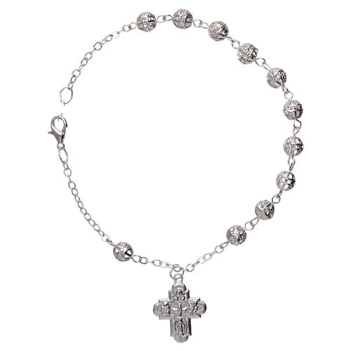 Zehner Armband Filigranarbeit Perlen 3mm mit Kreuz 1