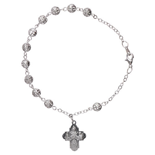 Zehner Armband Filigranarbeit Perlen 3mm mit Kreuz 2