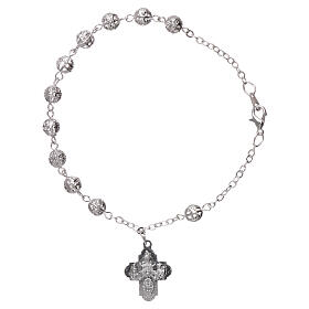 Rosary decade bracelet with 3x3 mm faceted grains and fastener, fake filigree