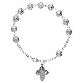 Zehner Armband Filigranarbeit Perlen 6mm mit Kreuz