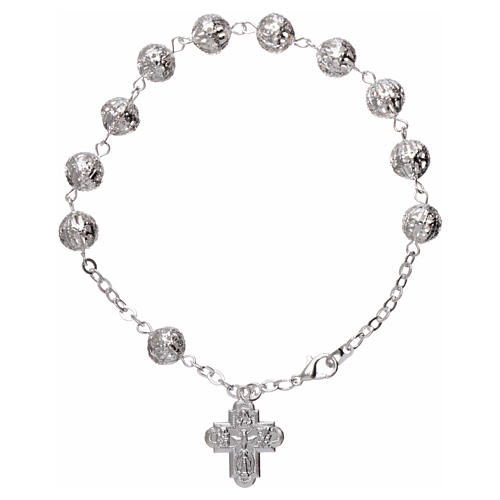 Zehner Armband Filigranarbeit Perlen 6mm mit Kreuz 1