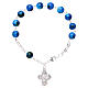 Rosary decade bracelet in glass with 6x6 mm grains and fastener, blue s2