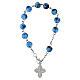Pulseira terço com fecho mosquetão contas vidro manchado azul escuro 6 mm s1