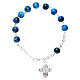 One decade rosary bracelet in glass with 6x6 mm blue spotted beads and clasp s1