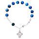 One decade rosary bracelet in glass with 6x6 mm blue spotted beads and clasp s2