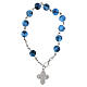 One decade rosary bracelet in glass with 6x6 mm blue spotted beads and clasp s2